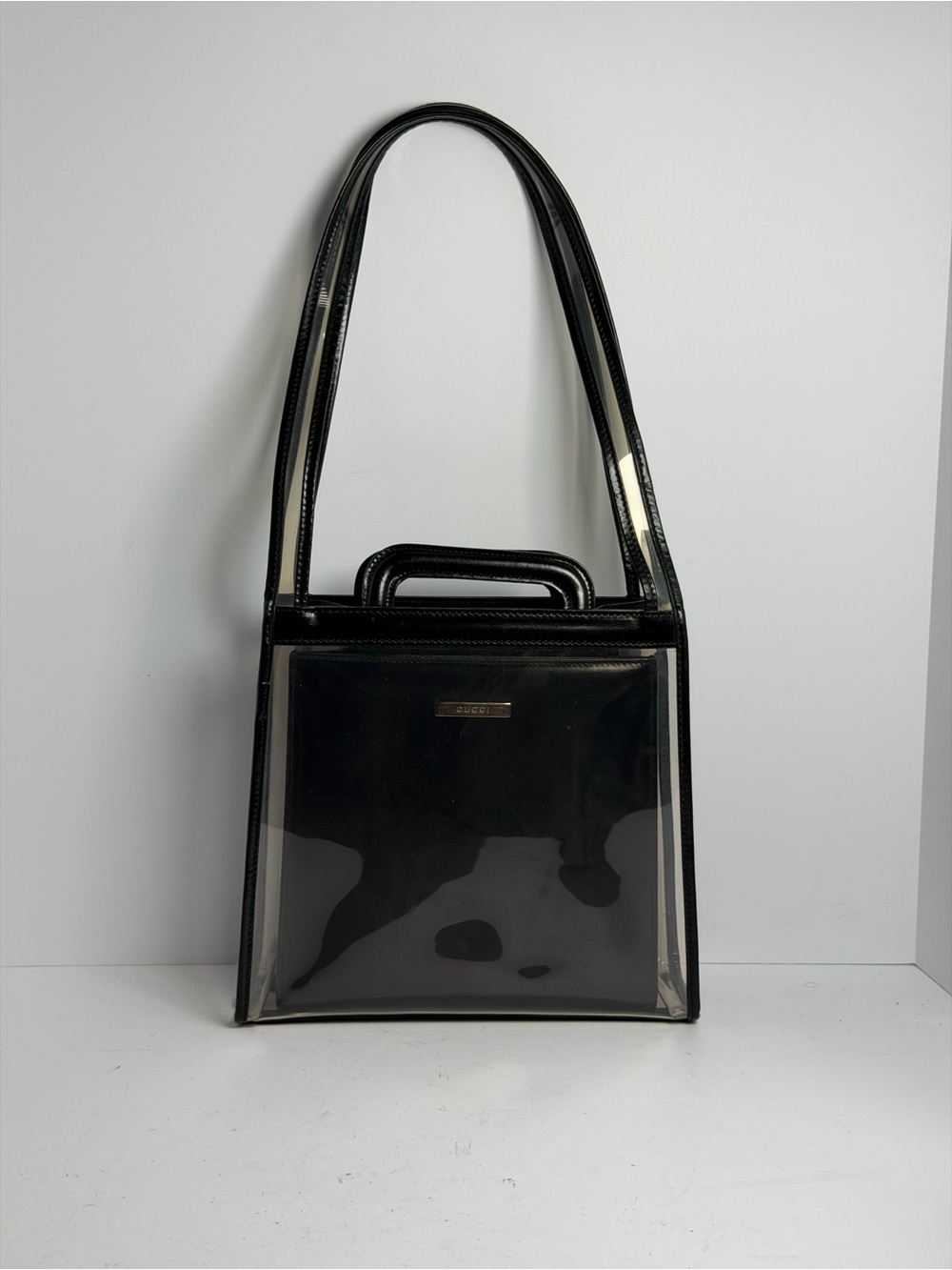 Gucci 2-in-1 Clear Vinyl and Black Leather Shoulder Bag Tom Ford Era